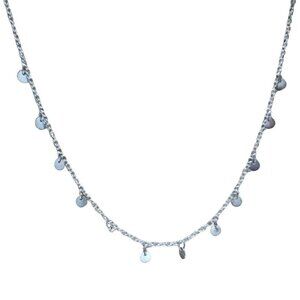 Elegant Coin Disc Charm Necklace Statement Silver Tone Chain Fashion Jewelry